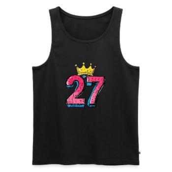 27 Nombre Couronne - Débardeur bio Premium Homme - noir - Devant - Michal (187cm)