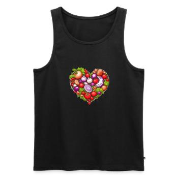 Coeur de légume, Légume, Coeur, Laitue, Tomates - Débardeur bio Premium Homme - noir - Devant - AI Model Male 178 light (178cm)