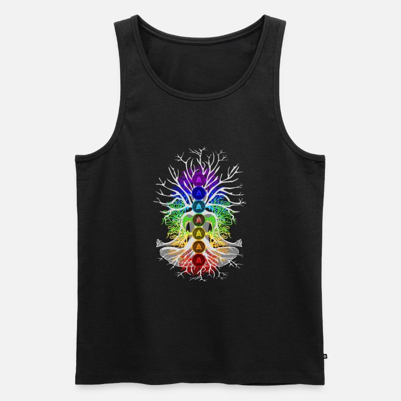 Chakra Baum des Lebens Meditation - Männer Premium Bio Tank Top - Schwarz