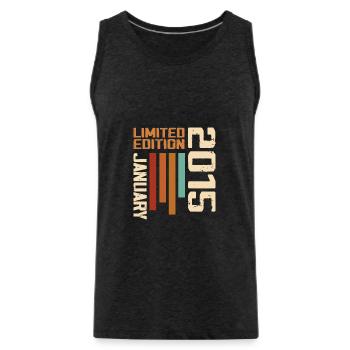 January 2015 - 2015 January Birthday Gift - Men's Premium Organic Tank Top - charcoal grey - Front - Alexander (188cm)