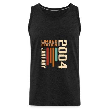 January 2004 - 2004 January Birthday Gift - Men's Premium Organic Tank Top - charcoal grey - Front - Alexander (188cm)