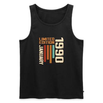 January 1990 - 1990 January Birthday Gift - Men's Premium Organic Tank Top - black - Front - AI Model Male 178 light (178cm)