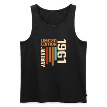 January 1961 - 1961 January Birthday Gift - Men's Premium Organic Tank Top - black - Front - AI Model Male 178 light (178cm)