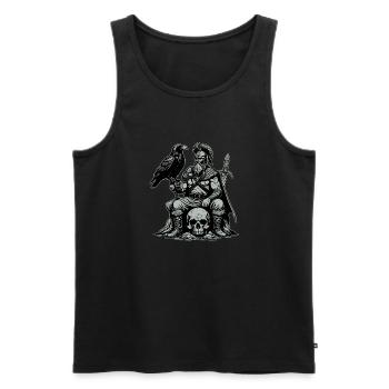 Viking avec épée et corbeau sur le crâne - Débardeur bio Premium Homme - noir - Devant - AI Model Male 178 light (178cm)