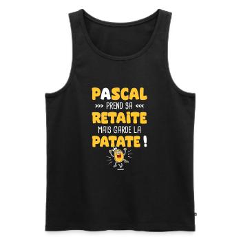 Pascal prend sa Retraite cadeau retraite retraité - Débardeur bio Premium Homme - noir - Devant - Michal (187cm)