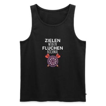 Zielen werfen fluchen nochmal - Männer Premium Bio Tank Top - Schwarz - Vorne - Michal (187cm)