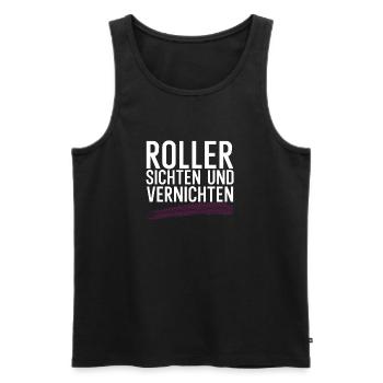 Roller sichten und vernichten - Männer Premium Bio Tank Top - Schwarz - Vorne - AI Model Male 178 light (178cm)