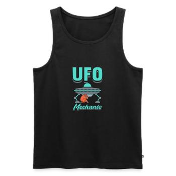 UFO Mechanic - Männer Premium Bio Tank Top - Schwarz - Vorne - AI Model Male 178 light (178cm)