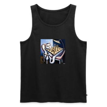 Cat plays chess - Men's Premium Organic Tank Top - black - Front - Michal (187cm)