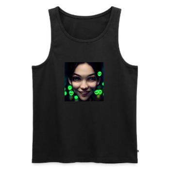 Dark creepy girl smiling face - Männer Premium Bio Tank Top - Schwarz - Vorne - AI Model Male 178 light (178cm)