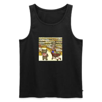 Teddybären kaufen Lebensmittel in Japan ukiyo - Männer Premium Bio Tank Top - Schwarz - Vorne - AI Model Male 178 light (178cm)