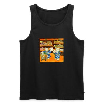 Teddybären kaufen Lebensmittel in Japan ukiyo - Männer Premium Bio Tank Top - Schwarz - Vorne - AI Model Male 178 light (178cm)