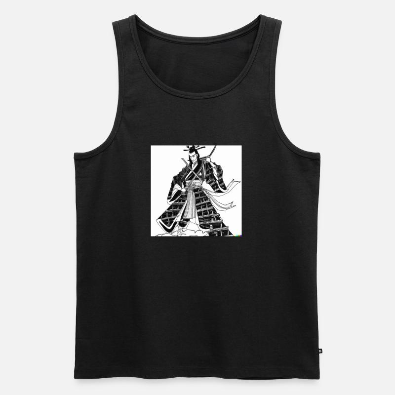 Samurai Ukiyo-e Style - Männer Premium Bio Tank Top - Schwarz