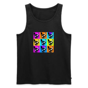 bulldog with sunglasses - Männer Premium Bio Tank Top - Schwarz - Vorne - AI Model Male 178 light (178cm)