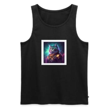 Der Herrscher der Galaxy ist eine Katze - Männer Premium Bio Tank Top - Schwarz - Vorne - Michal (187cm)