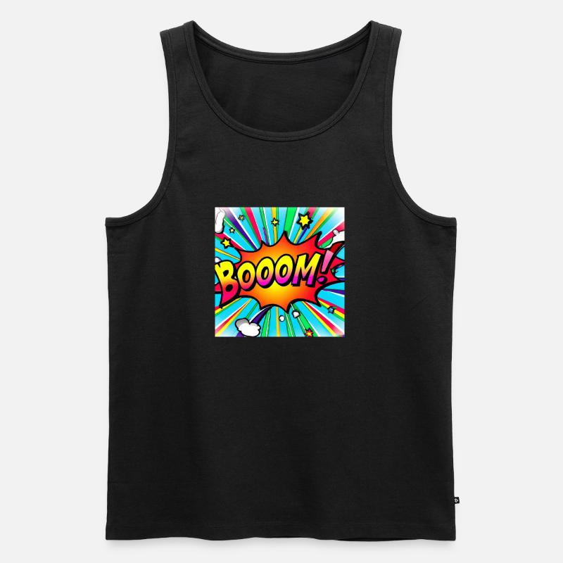 regenbogenstrahl comic style mit kaboom - Männer Premium Bio Tank Top - Schwarz