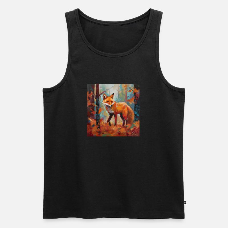 Abstrakter Fuchs im Herbstwald - Männer Premium Bio Tank Top - Schwarz