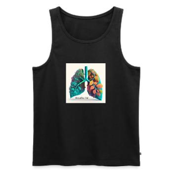 Lung in environmental design green - Men's Premium Organic Tank Top - black - Front - Michal (187cm)