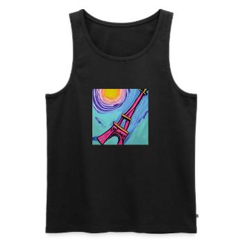 Paris tour Eiffel van gogh - Débardeur bio Premium Homme - noir - Devant - AI Model Male 178 light (178cm)