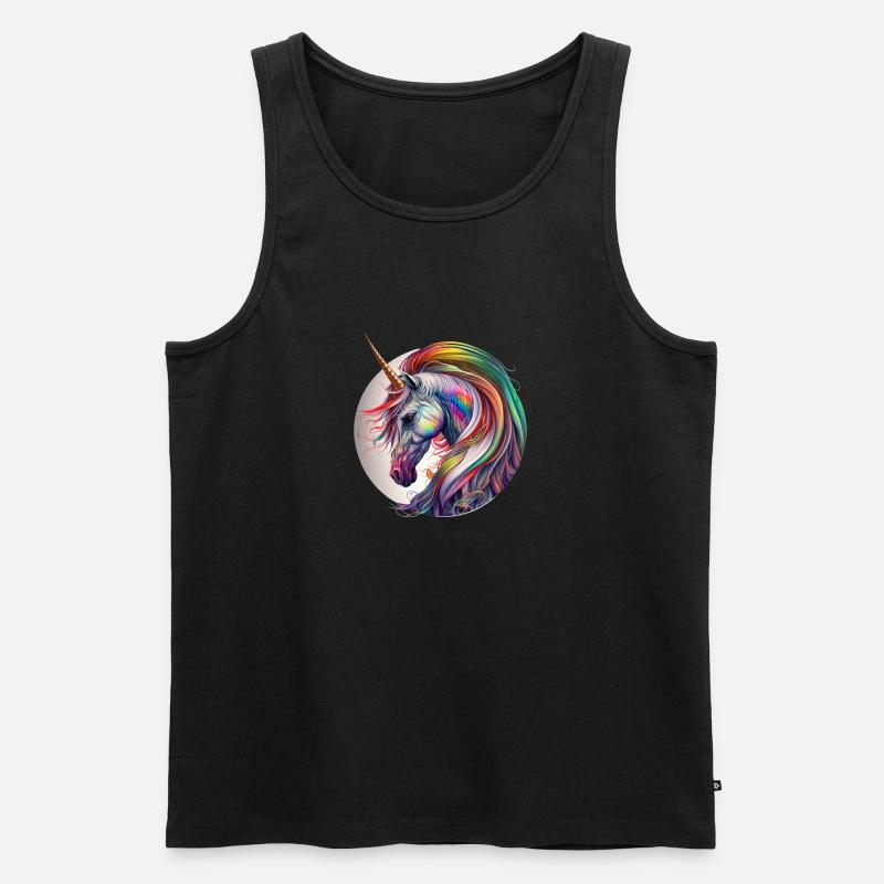 Regenbogen Einhorn - Männer Premium Bio Tank Top - Schwarz