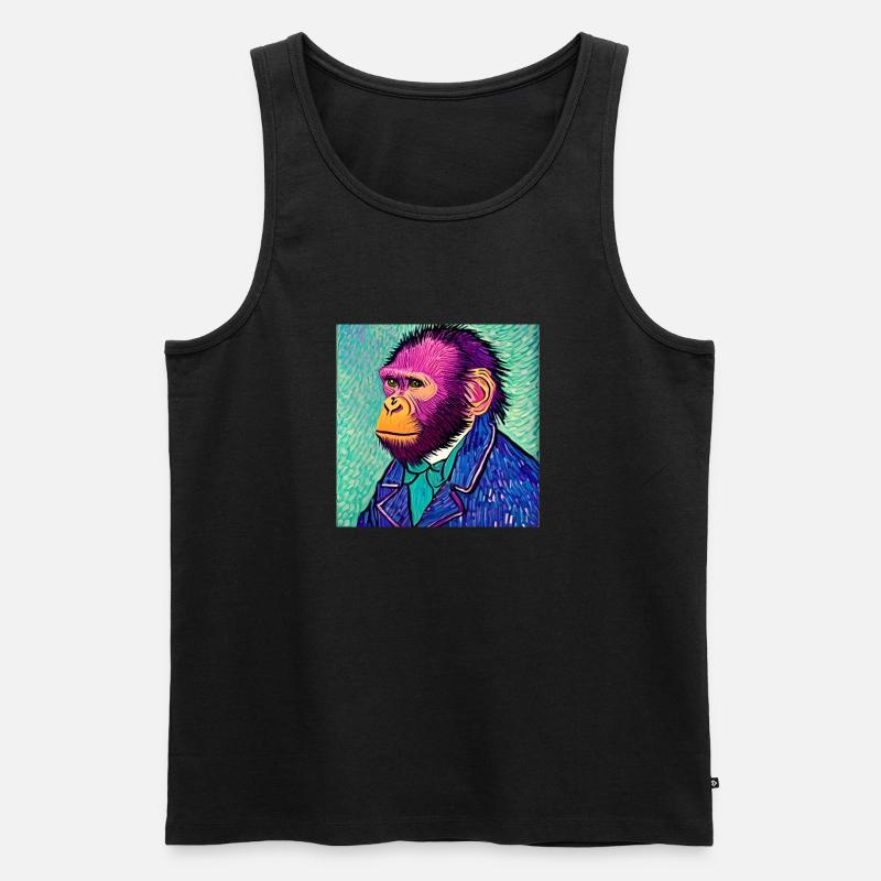 Monkey van Gogh - Männer Premium Bio Tank Top - Schwarz