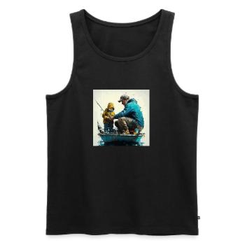 Vatertagsangeltour auf Paddelboot - Männer Premium Bio Tank Top - Schwarz - Vorne - Michal (187cm)