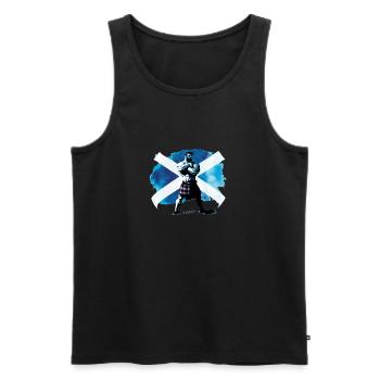 Schottland Flagge Highlander im Schottenrock - Männer Premium Bio Tank Top - Schwarz - Vorne - Michal (187cm)