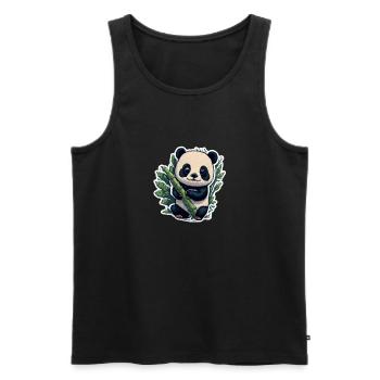 Cute Panda with Bamboo - Männer Premium Bio Tank Top - Schwarz - Vorne - Michal (187cm)