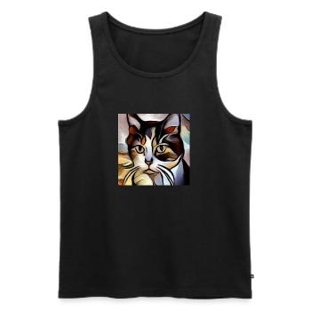 KATZEN-PORTRÄT - Männer Premium Bio Tank Top - Schwarz - Vorne - AI Model Male 178 light (178cm)