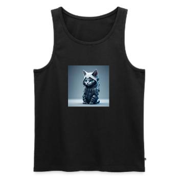 Cute Cyber Kitty Cat Katze - Männer Premium Bio Tank Top - Schwarz - Vorne - AI Model Male 178 light (178cm)
