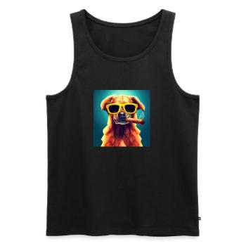 Chien brun cool - Débardeur bio Premium Homme - noir - Devant - AI Model Male 178 light (178cm)
