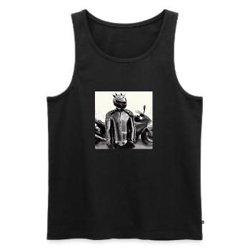 Motorcycle Pencil Drawing - Men's Premium Organic Tank Top - black - Front - AI Model Male 178 light (178cm)
