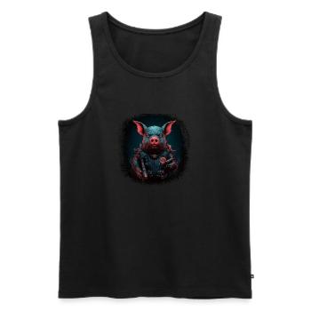 animal lover pig grunter vegan butts - Männer Premium Bio Tank Top - Schwarz - Vorne - Michal (187cm)