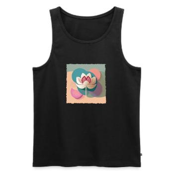 Lotusblüte im minimalistischen Design - Männer Premium Bio Tank Top - Schwarz - Vorne - AI Model Male 178 light (178cm)