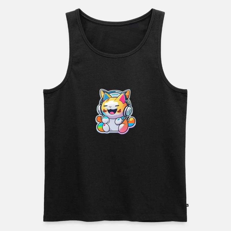Rainbow Cat - Männer Premium Bio Tank Top - Schwarz