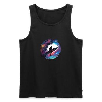 Surfeur sur la galaxie - Débardeur bio Premium Homme - noir - Devant - Michal (187cm)