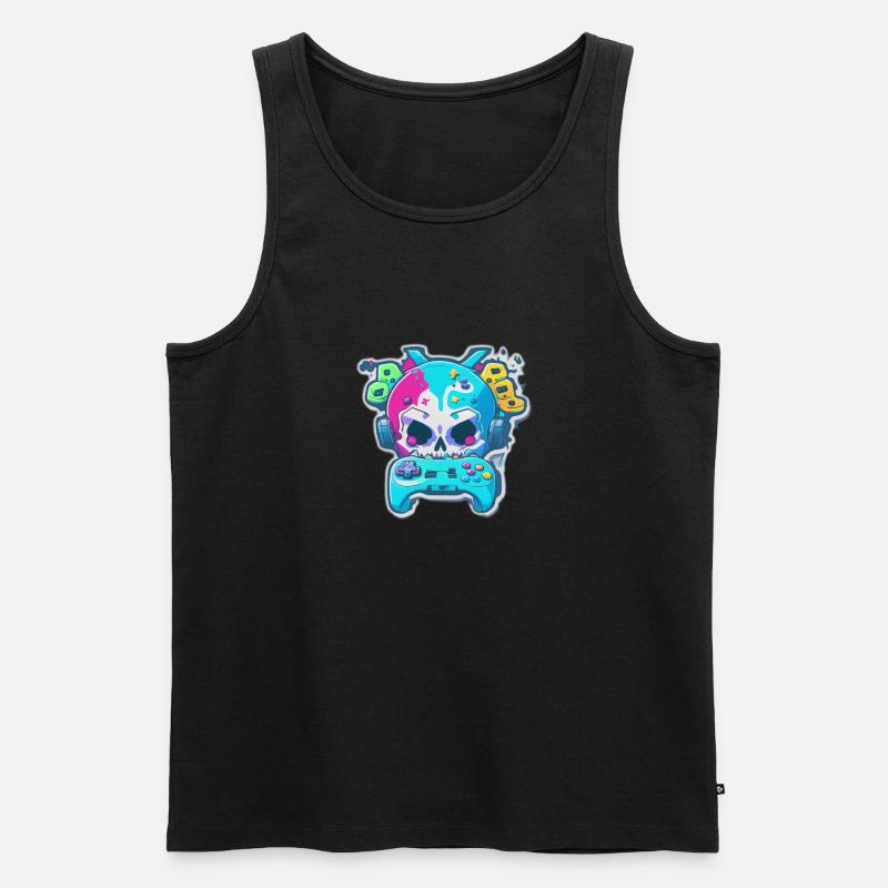 Skullhead Controller - Männer Premium Bio Tank Top - Schwarz