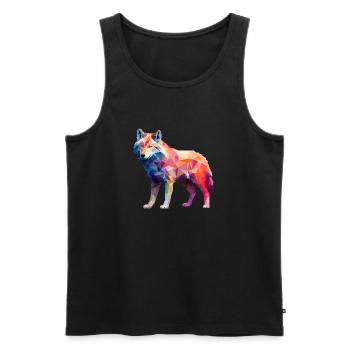 Wolf Geometrisch Zeichnung - Männer Premium Bio Tank Top - Schwarz - Vorne - AI Model Male 178 light (178cm)