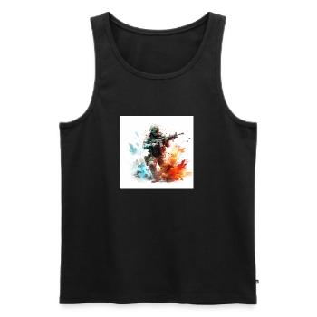Gaming Art CoD BF 2042 BF4 BF3 BF2 - Men's Premium Organic Tank Top - black - Front - AI Model Male 178 light (178cm)