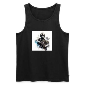COD jeu art shooter - Débardeur bio Premium Homme - noir - Devant - AI Model Male 178 light (178cm)