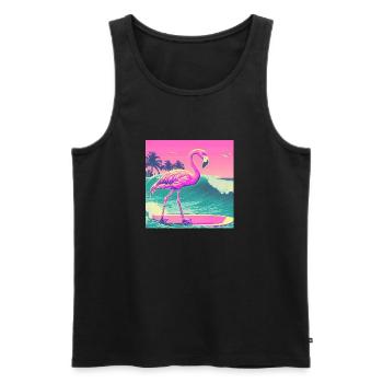 Surfing Flamingo Miami - Men's Premium Organic Tank Top - black - Front - AI Model Male 178 light (178cm)