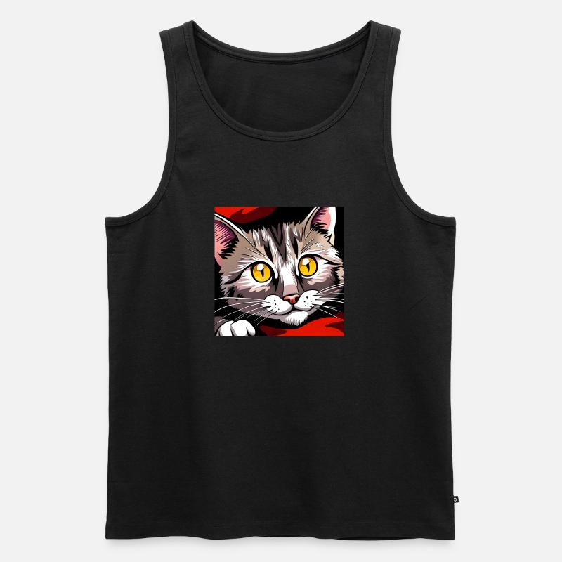 Niedliche Katze Bettelnde Augen - Männer Premium Bio Tank Top - Schwarz