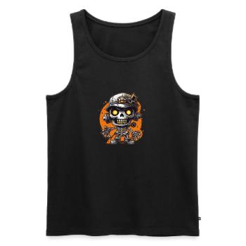 Squelette Chibi cool - Débardeur bio Premium Homme - noir - Devant - Michal (187cm)