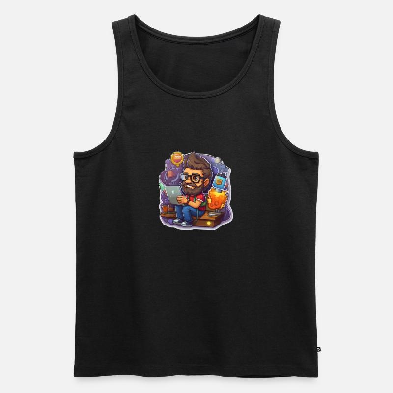 Crazy Softwareentwickler / Nerd - Männer Premium Bio Tank Top - Schwarz