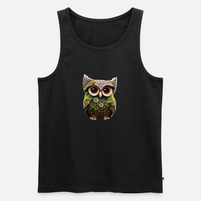 Hölzerne Eule - Männer Premium Bio Tank Top - Schwarz