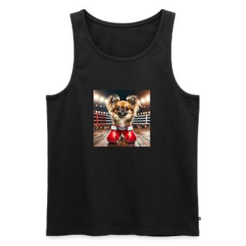 Boxe Chihuahua - Débardeur bio Premium Homme - noir - Devant - AI Model Male 178 light (178cm)