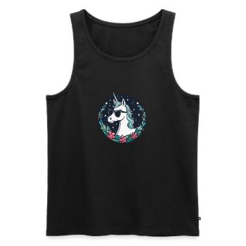 Unicorn Christmas Drawing - Men's Premium Organic Tank Top - black - Front - Michal (187cm)