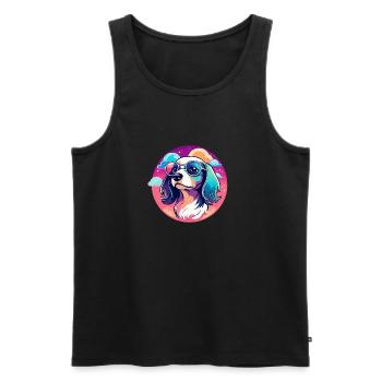 Dackel Hund Illustration - Männer Premium Bio Tank Top - Schwarz - Vorne - AI Model Male 178 light (178cm)