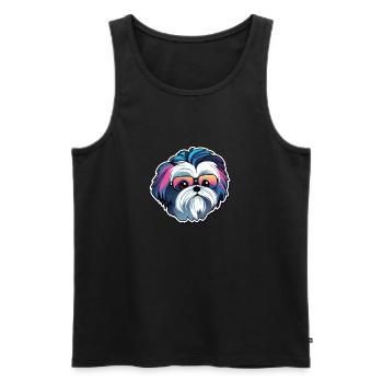 Dessin de chien Shih Tzu - Débardeur bio Premium Homme - noir - Devant - Michal (187cm)