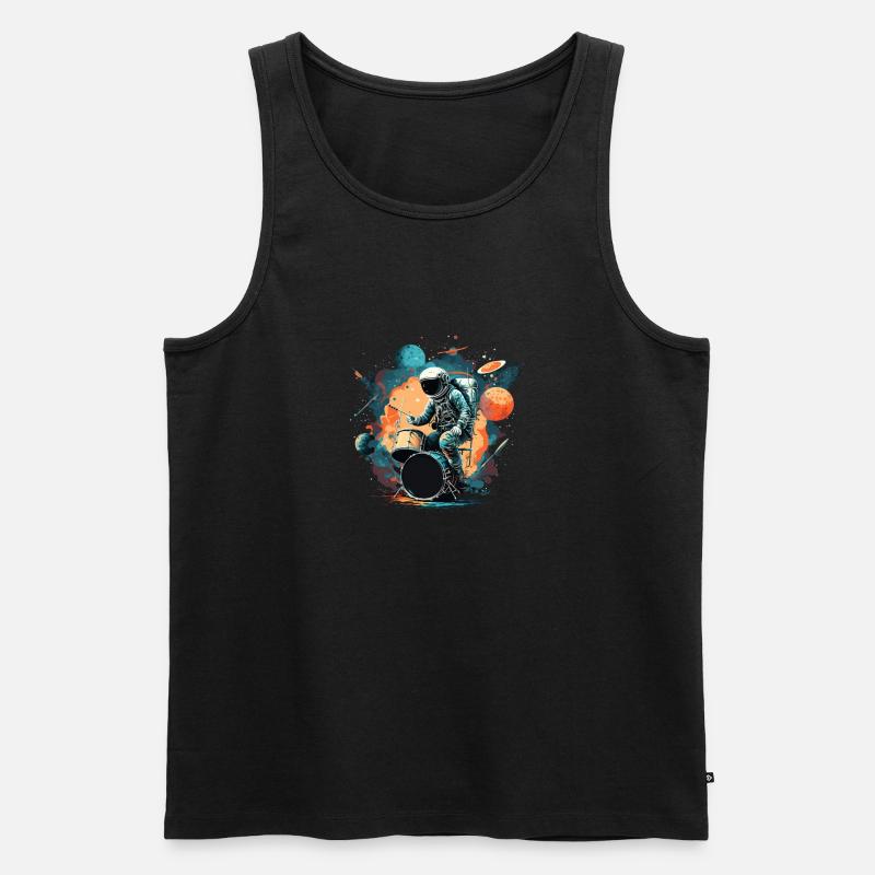 Weltraum-Schlagzeuger - Männer Premium Bio Tank Top - Schwarz
